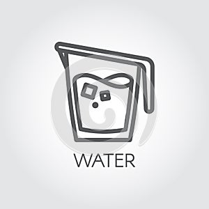 Icon in linear style with water jug or other abstract drink. Cookery simplicity pictograph. Vector illustration