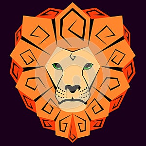 Icon of a lion with a dizzying mane