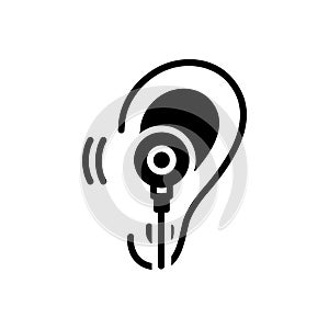 Black solid icon for Listen, hear and ear