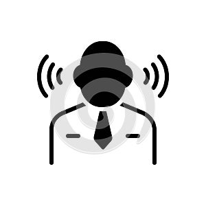 Black solid icon for Listen, hear and sense