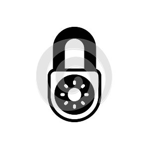 Black solid icon for Locked, closed and padlock