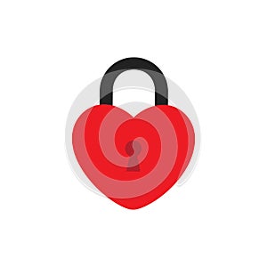 icon of locked heart shape lock on white background. locked and unlocked heart shape. Flat design