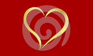 Icon or logo shiny gold heart