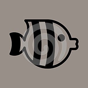 Icon, logo, vector illustration of fish isolated on gray background. suitable for animal husbandry, business, aquarium, fisheries