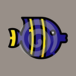 Icon, logo, vector illustration of fish isolated on gray background. suitable for animal husbandry, business, aquarium, fisheries