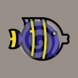 Icon, logo, vector illustration of fish isolated on gray background. suitable for animal husbandry, business, aquarium, fisheries