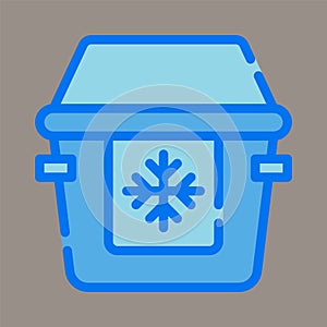 Icon, logo, vector illustration of a portable refrigerator isolated on gray background. ice box for drinks. suitable for summer