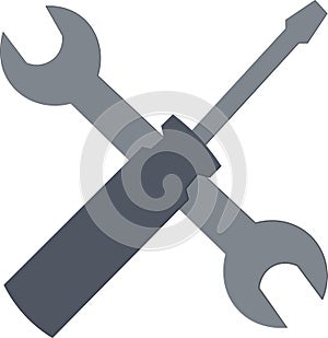 Icon logo vector illustration tools for repair web symble wrench and spanner and screwdriver for tire fitting or electrician