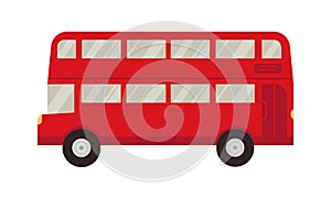 An icon of London red double decker bus shuttle. Vector flat cartoon illustration. Travel. Business.