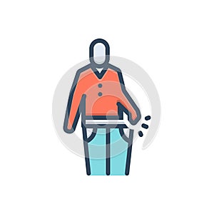 Color illustration icon for Loose, lax and thin