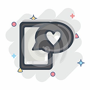 Icon Love message. related to Valentine's Day symbol. Comic Style. simple design editable. simple illustration