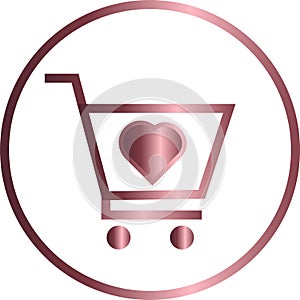 Icon love for shopping, pink metallic photo