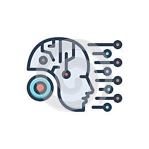 Color illustration icon for Machine Learning, artificial and data