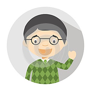 Icon of a male teacher in flat style. Vector illustration