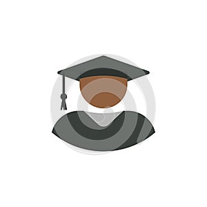 Icon of a man in an academic gown and graduation cap. Vector illustration