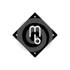 Black solid icon for Mb, font and letter photo