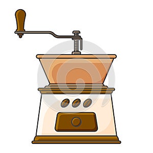 Icon mechanical coffee grinder. Vector illustration on white background