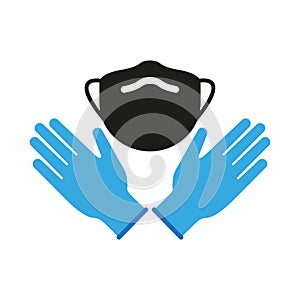 Icon for medical masks and gloves. Personal protective equipment. Simple vector illustration