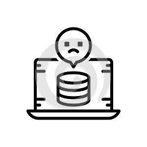 Black line icon for Missing, data and folder