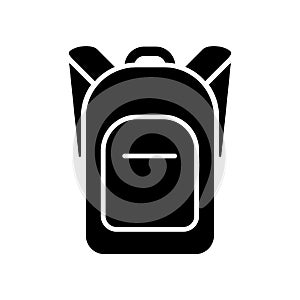 Icon monochrome silhouette backpack. Stylized simplified symbol of rucksack. Knapsack, schoolbag, sack. Vector illustration