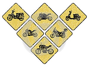 Icon of motorcycle with the grunge texture