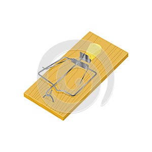 Isometric Mouse Trap Vector Illustration