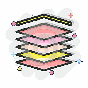 Icon Multilayers. related to Machine Learning symbol. Comic Style. simple design editable. simple illustration. simple vector photo