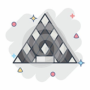 Icon Musee Du Louvre. related to France symbol. comic style. simple design editable. simple illustration