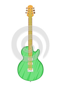 Icon of musical instrument, electric green guitar. Symbol, icon for web site, mobile applications, games