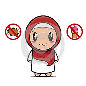 Icon muslim fasting to hold hunger and thirst vector