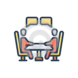 Color illustration icon for Negotiation, discussion and talk