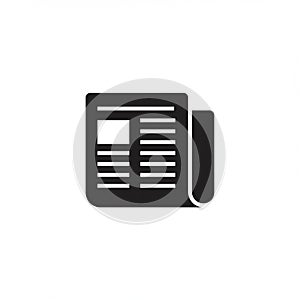 Icon of a newspaper in black and white. The design features a rectangular shape with