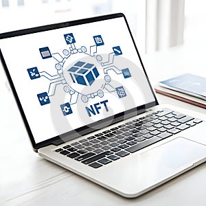 NFT blockchain data processing icon isolated on white background