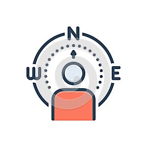 Color illustration icon for northern, direction and people