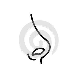 Black line icon for Nose, rhinology and nostril