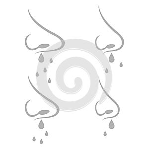 Icon of nose, runny nose, soreness, vector illustration