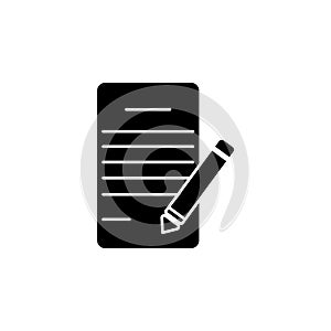 Icon of notes sheet and pen. vector