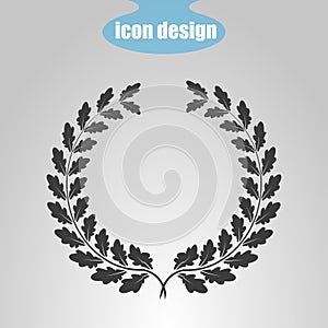 Icon of oak wreath on a gray background. Vector illustration