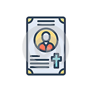 Color illustration icon for Obituaries, eulogy and mourning photo