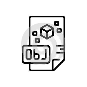 Black line icon for Obj, application and document