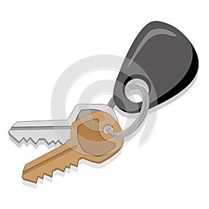 Icon, object illustration, key with key chain. keyring