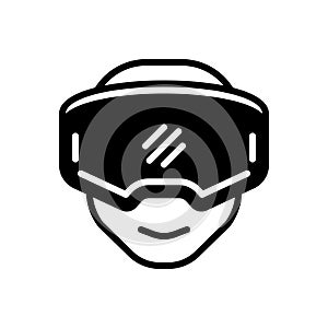 Black solid icon for Oculus Rift, gear and reality photo