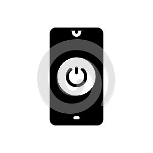 Black solid icon for On, power and switch