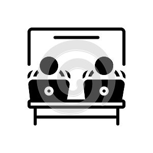 Black solid icon for Office Workplace, working and desk