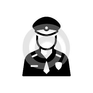 Black solid icon for Officer, duties and work photo