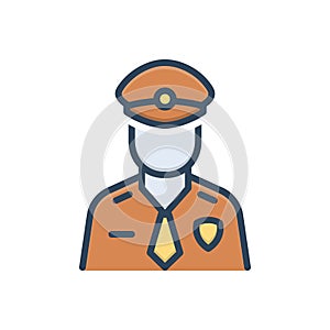 Color illustration icon for Officer, duties and work photo