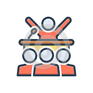 Color illustration icon for Officials, auditorium and government