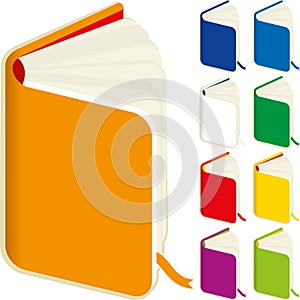 Icon of a open book in nine different colors photo