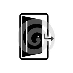 Black solid icon for Out, door and exit