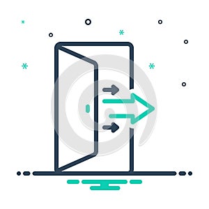 Mix icon for Out, exit and door